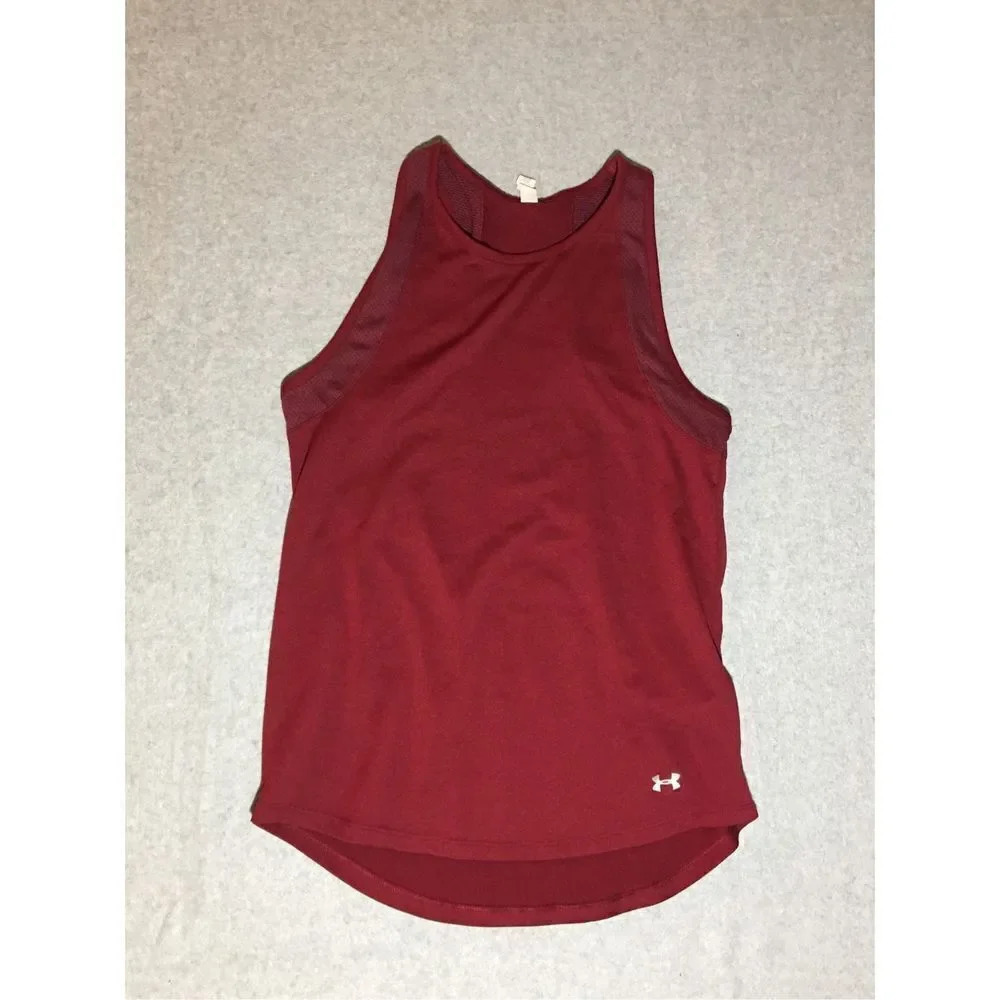 Womens Under Armour Tank Top Size Small Maroon Heat Gear Athletic Casual